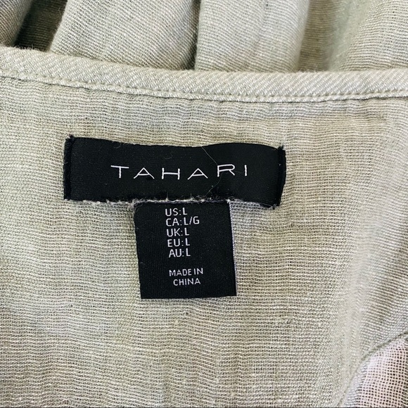 Tahari Linen Blend Striped Lined Open Front Jacket Size L - Picture 6 of 6